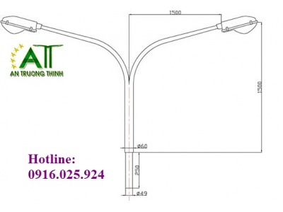 Cần Đèn Đôi D60 Mạ Nhúng Kẽm Nóng ATT CDK014