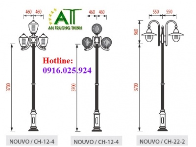 Cột Đèn Trang Trí Sân Vườn Nouvo Chiếu Sáng Đường Phố