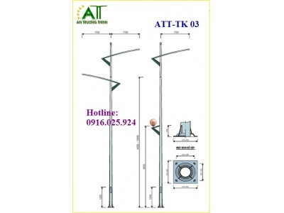 Cột Đèn Chiếu Sáng Mạ Kẽm ATT-8m