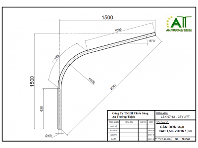 Bản Vẽ Cần Đèn Đơn D60 ATT-D02