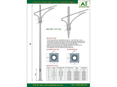 Cột Đèn Cao Áp Bát Giác Chiếu Sáng Ngoài Trời ATT-C04