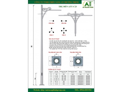 Trụ Đèn Cao Áp Chiếu Sáng Ngoài Trời ATT-C23