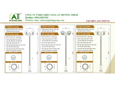 Trụ Đèn Sân Vườn Đế Nhôm ATT-Nouvo CTY An Trường Thịnh