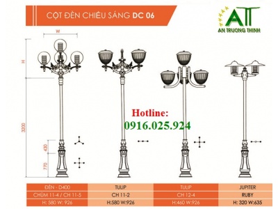 Cột Đèn Chiếu Sáng Trang Trí Sân Vườn DC-06