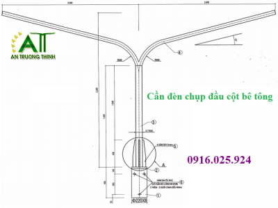 Cần Đèn Đôi Chụp Đầu Cột BTLT Mạ Nhúng Kẽm Nóng