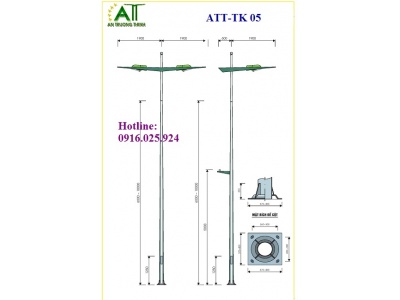 Cột Đèn Chiếu Sáng Mạ Kẽm ATT-9m