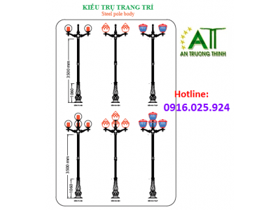 Cột Đèn Trang Trí Đế Gang Banian Chùm Đèn CH06