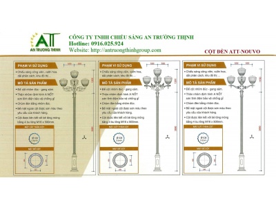 Trụ Đèn Chiếu Sáng Công Cộng Đế Gang ATT-Nouvo