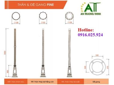 Cột Đèn Trang Trí Đế Gang Pine