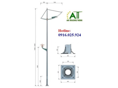 Trụ Đèn Cao Áp Bát Giác Cần Đèn Cánh Buồm 8m 9m 10m