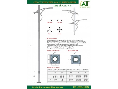 Trụ Đèn Cao Áp Chiếu Sáng Đường Phố ATT - C24