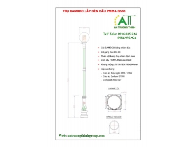ATT-Lighting - Cột Đèn Trang Trí Bamboo Lắp Đèn Cầu D400