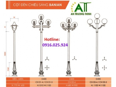 Cột Đèn Đế Gang Banian Trang Trí Công Viên