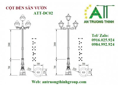 Cột Đèn Trang Trí Sân Vườn Đế Nhôm DC02