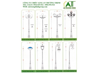 Cột Đèn Trang Trí Sân Vườn Đế Gang Banian (DC07)