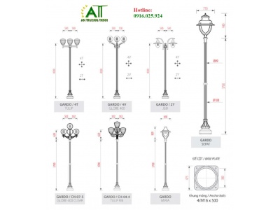 Cột Đèn Chiếu Sáng Sân Vườn Đế Gardo