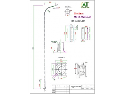 Trụ Đèn Chiếu Sáng Cao Áp Mạ Kẽm Cần Đơn