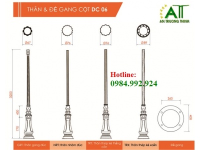 Cột Đèn Trang Trí Đế Gang DC-06