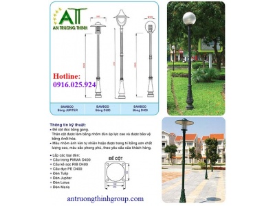 Cột Đèn Chiếu Sáng Trang Trí Bamboo Đế Gang