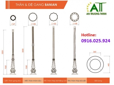 Cột Đèn Đế Gang Banian Chiếu Sáng Trang Trí