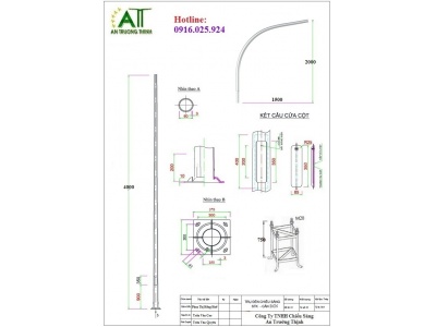Bản Vẽ Trụ Đèn Cao Áp Côn Tròn 6m 7m Mạ Nhúng Kẽm