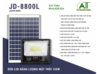 Đèn Pha Led Năng Lượng Mặt Trời Jindian 100W