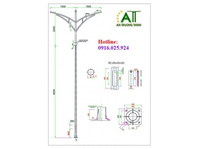Trụ Đèn Chiếu Sáng Cao Áp Mạ Nhúng Kẽm Nóng 5m 7m 9m