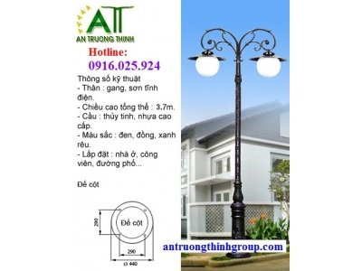 Cột Đèn Sân Vườn Đế Gang Giá Rẻ