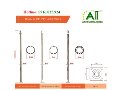 Cột Đèn Thân Nhôm Arlequin Chiếu Sáng Đường Phố