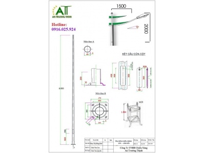 Thông Số Kỹ Thuật Trụ Đèn Chiếu Sáng Cao Áp 6m 8m Côn Tròn