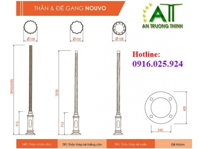 Cột Đèn Sân Vườn Đế Gang Nouvo