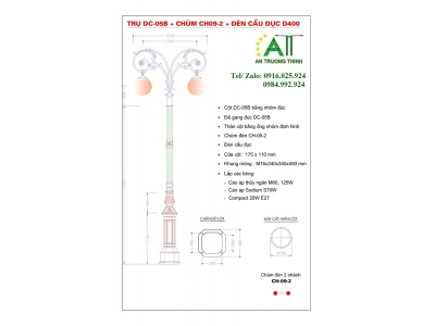 ATT-Lighting- Cột Đèn Trang Trí Công Viên DC05B CH09 Cầu D400