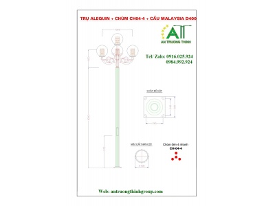An Trường Thịnh - Trụ Đèn Trang Trí Arlequin Lắp Đèn Cầu D400