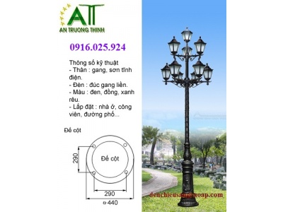 ATT Trụ Đèn Chiếu Sáng Trang Trí Sân Vườn 10 Bóng