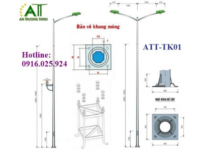 Cột Đèn Chiếu Sáng Mạ Kẽm ATT-7m
