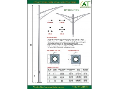 Trụ Đèn Cao Áp Bát Giác 6m 7m 8m 9m 10m An Trường Thịnh ATT-C03
