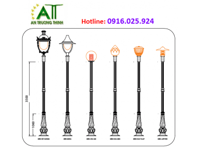 Trụ Đèn Đế Gang Trang Trí Sân Vườn Lắp 1 Đèn