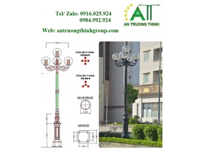 An Trường Thịnh - Trụ Đèn Sân Vườn Đế Gang DC05B Đèn Cầu D400