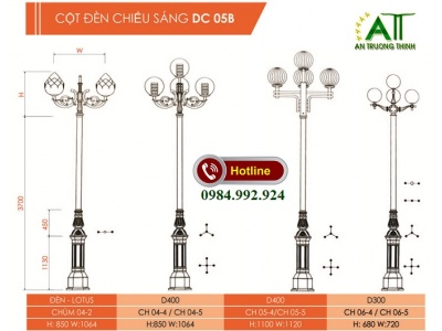 Cột Đèn Chiếu Sáng Trang Trí Sân Vườn DC-05B